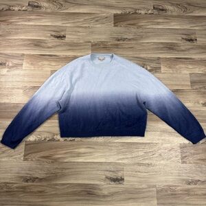 J. Crew Cashmere Dip-Dyed Brushed Cashmere Crewneck Sweater Blue Size Large